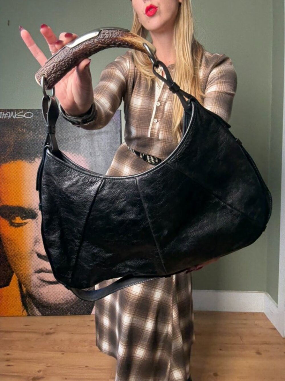 YSL Mombasa Horn Handle Bag Black Leather – Tom Ford Era Vintage